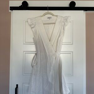 Madewell White Ruffle Sleeve Mini Dress